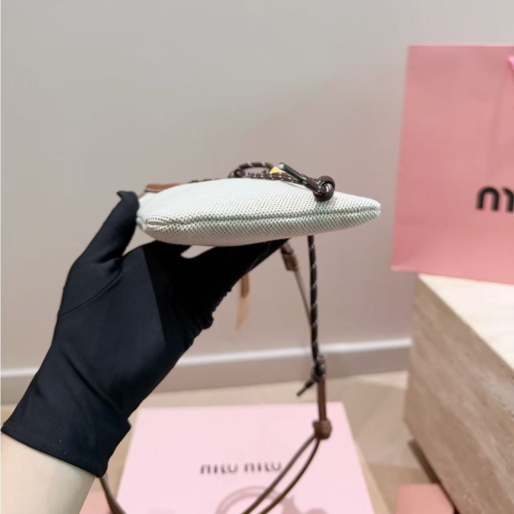 Miu Miu Beau Canvas Phone Bag Lvy Mini Crossbody Bag with Braided Strap - Picture 7 of 9